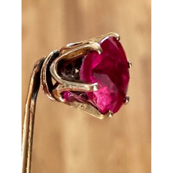 Antique 18kt solid rose gold old European cut genuine 1.22ct ruby stick pin - Picture 2 of 10